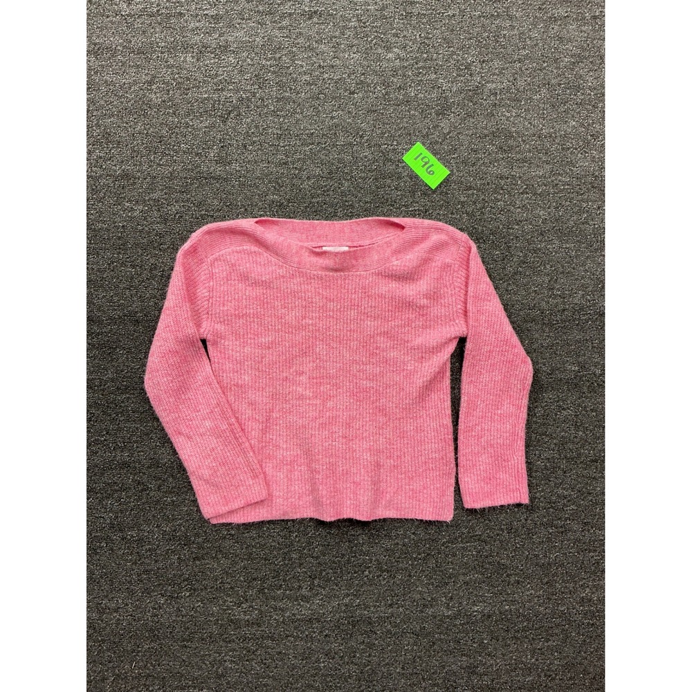Leith Womens Pink Ribbed Knit Boat Neck Sweater Size Large L Long Sleeve Top
